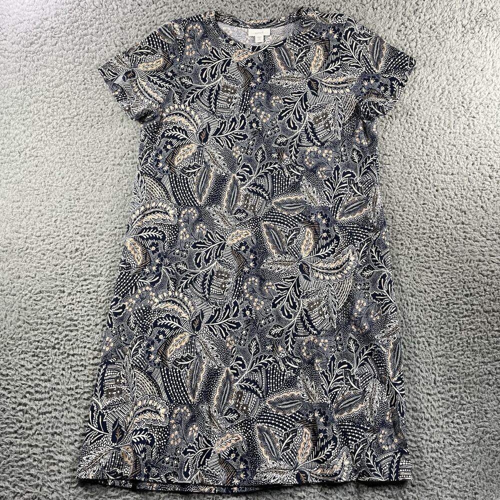 J JILL DRESS WOMENS PETITE SMALL PAISLEY FLORAL ALL OVER PRINT COTTON